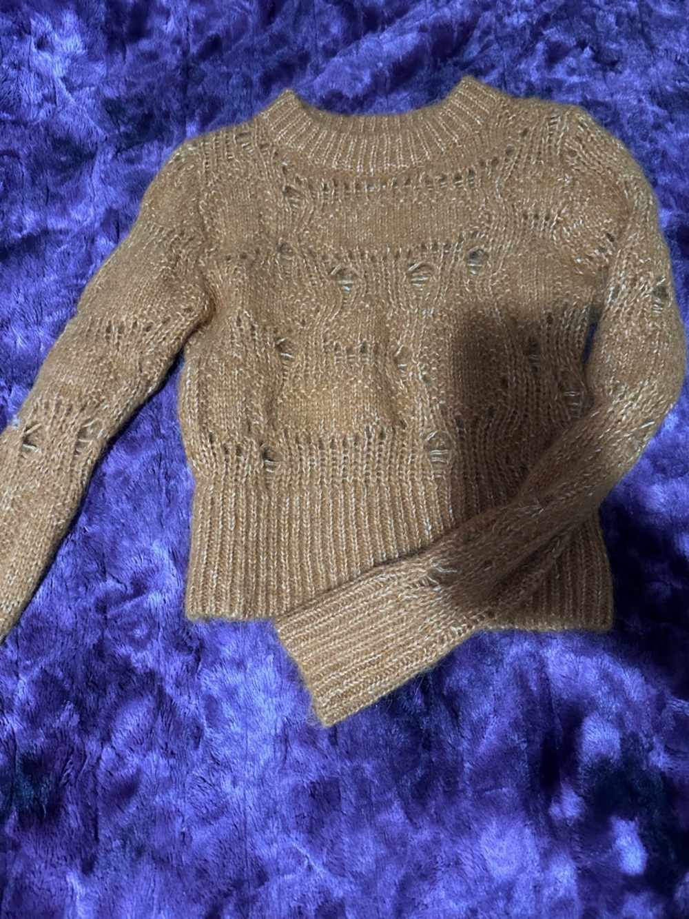 H&M rust Open-Knit Crewneck wool/alpaca blend, sz small Sweater